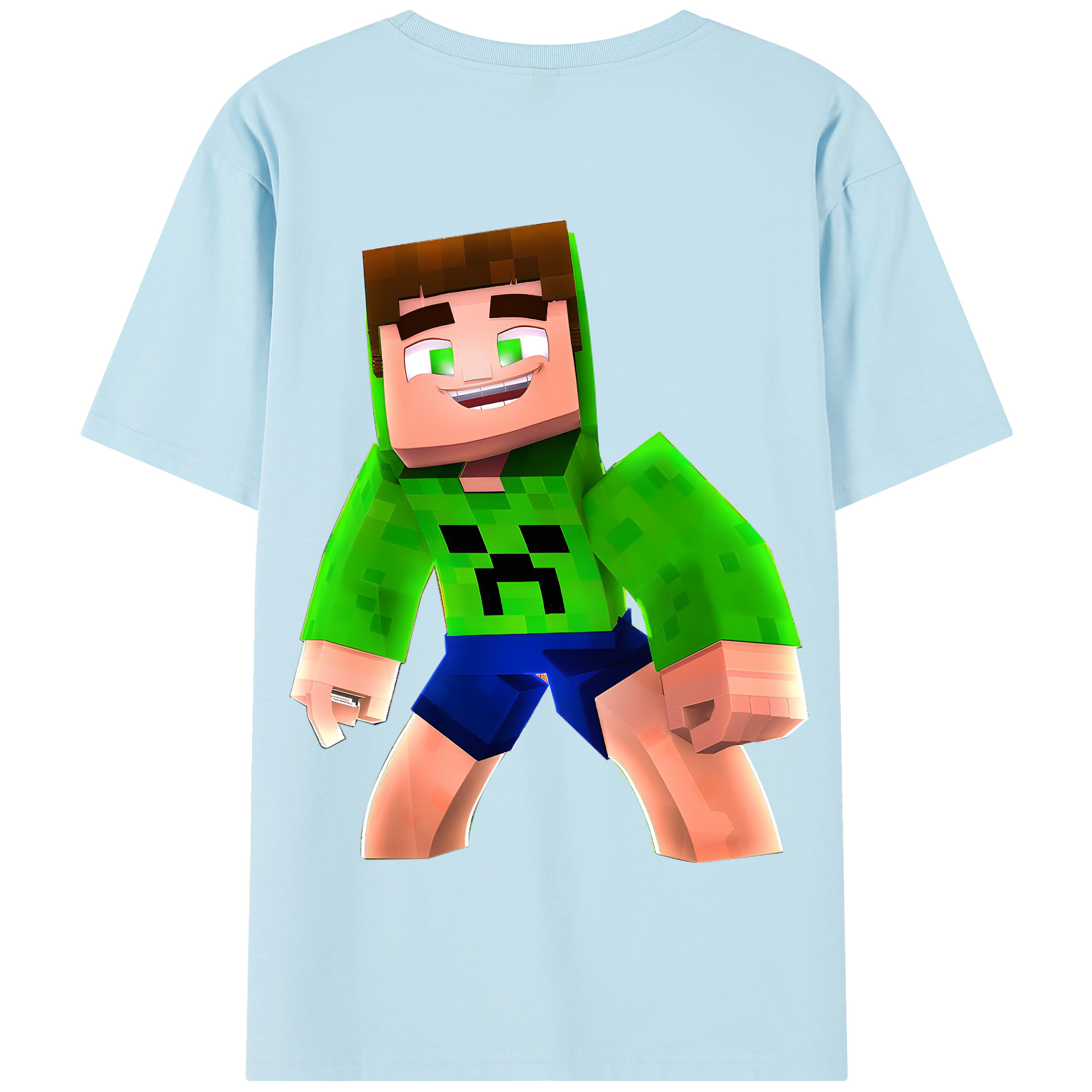 （画像用） マインクラフト ブロックの世界 Minecraft MC Block world 綿100％半袖Tシャツ（背面プリント）